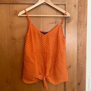Tie front polka dot tank